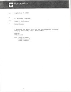 Memorandum from Mark H. McCormack to H. Richard Isaacson