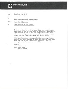 Memorandum from Mark H. McCoramck to Eric Drossart and Barry Frank