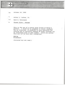 Memorandum from Mark H. McCoramck to Arthur J. Lafave