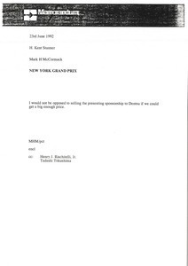 Memorandum from Mark H. McCormack to H. Kent Stanner