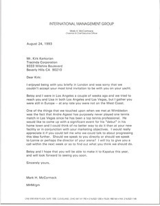 Letter from Mark H. McCormack to Kirk Kerkorian