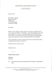 Letter from Mark H. McCormack to Brian F. Baldock