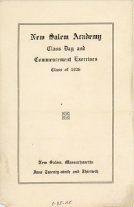 Program for the 1926 New Salem Academy class day and commencement exercises