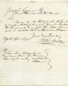 Letter from P. B. Amory to Joseph Lyman