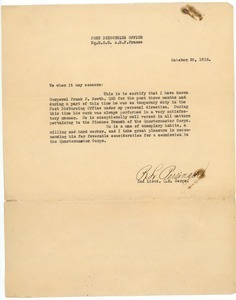 Letter from Robert L. Persinger to Unknown