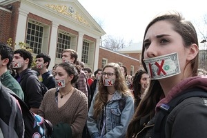 Zoe Wohlgenant and other Brown University students protest on campus