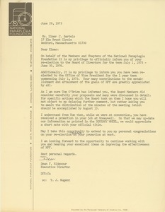 Letter from Dean F. Ridenour to Elmer C. Bartels