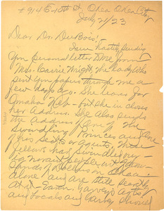 Letter from Caesar F. Simmons to W. E. B. Du Bois
