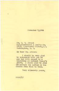 Letter from W. E. B. Du Bois to Henry O. Atwood