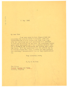 Letter from W. E. B. Du Bois to Norfolk Journal and Guide