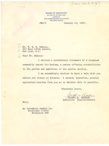 Letter from New York City Board of Education to W. E. B. Du Bois