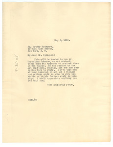 Letter from W. E. B. Du Bois to Arthur B. Spingarn