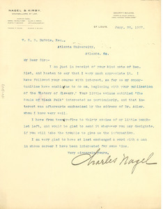Letter from Charles Nagel to W. E. B. Du Bois