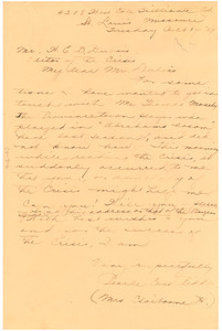 Letter from Pearle Cass Riddle to W. E. B. Du Bois