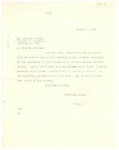 Letter from Oswald Garrison Villard to Herbert Putnam