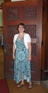 Hatfield Public Library: Library Director Lisa Langhans at the library's front entrance