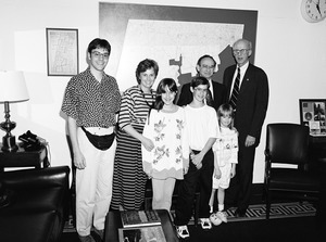 Congressman John W. Olver (right) with a group of visitors to his congressional office