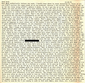 Correspondence from Lou Sullivan to Nicholas Ghosh (November 29, 1979)