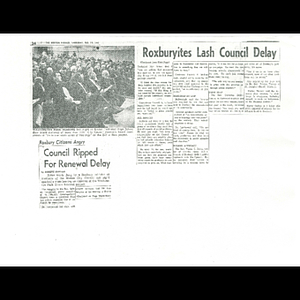 Photocopy of Boston Herald article, Council ripped for renewal delay