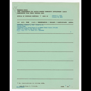 Minutes, attendance list, agenda and attendance list for Washington Park Association of Apartment House Owners and Citizens Urban Renewal Action Committee (CURAC) Executive Commitee meetings in January 1965