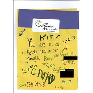 Message from members of the Cobblestone Arts Center (Farmington, New York)