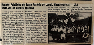 "Rancho Folclórico de Santo António de Lowell, Massachusetts" article