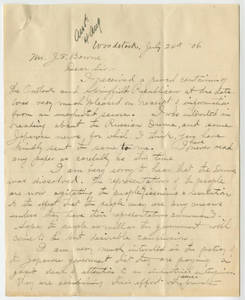 Letter from Hyozo Omori to Jacob T. Bowne, July 24, 1906