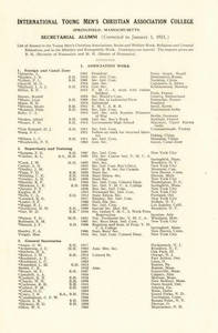 Secretarial Alumni: International YMCA College (1921)