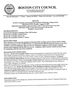 Committee on Economic Development and Planning meeting minutes, August 10, 2009