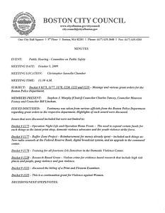 Commitee on Public Safety meeting minutes, October 5, 2009