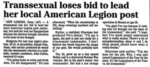 Transsexual Loses Bid to Lead Her Local American Legion Post