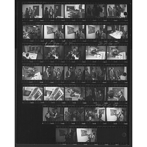 Film strips with images of adults in offices