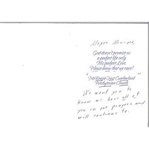 A card sent to Mayor Menino