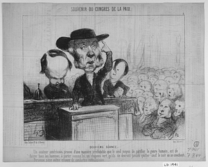 DEUXIÈME SÉANCE. Un orateur américain prouve d'une manière irréfutable, que le seul moyen de pacifier le genre humain, est de forcer tous les hommes, à porter comme lui, un chapeau vert qu'ils ne devront jamais quitter sauf le soir en se couchant. Personne n'ose même essayer de combattre cette opinion.