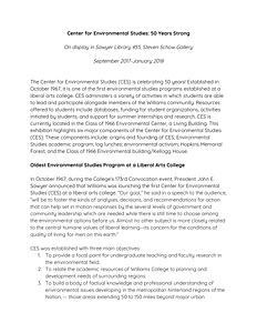Center for Environmental Studies: 50 Years Strong
