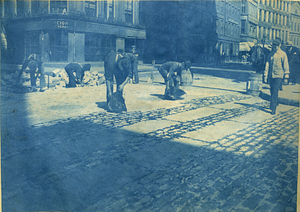 [Men working on street in front of 88 State Street]