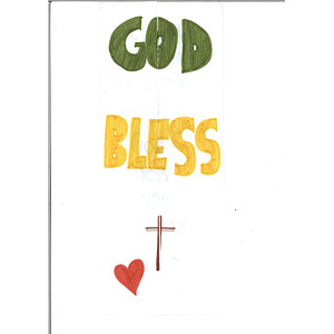 Card from a student in an English class at Osceola High School (Kissimmee, Florida)