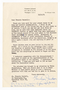 Letter from Gardner Jackson to Francis Russell, October 12, 1961