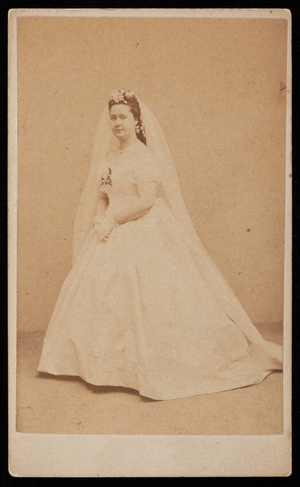 Studio portrait of an unidentified women in a wedding dress, Boston, Mass., undated