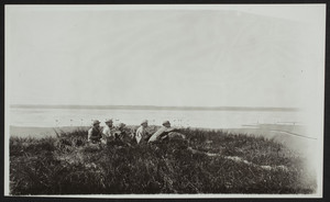 Five men on the shore hunting, South Orleans, Mass., undated