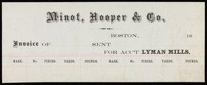 Billhead for Minot, Hooper & Co., Boston, Mass., 1800s