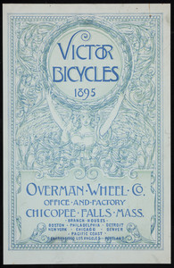 Trade card for Victor Bicycles, Overman Wheel Co., office and factory, Chicopee Falls, Mass., 1895