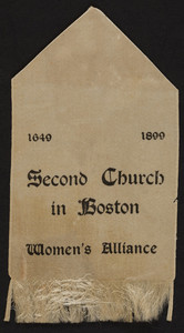 Second Church in Boston, Women's Alliance, anniversary ribbon, Boston, Mass., 1899