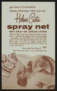 Order form for Helene Curtis Spray Net, location unknown, undated