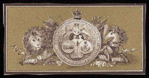 Label, seal of Victoria D.G. Britanniarum Regina Fid. Def. Sigillum Provinciae Canadae, location unknown, undated