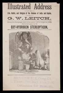Illustrated address on the life, habits and religion of the Hindoos of India and Ceylon, by G.W. Leitch, Brunswick Congregational Church, Brunswick, Maine