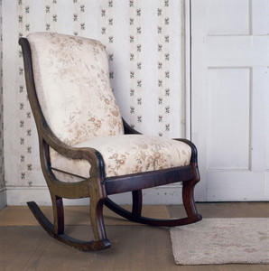Upholstered rocking chair, Castle Tucker, Wiscasset, Maine