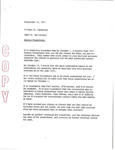 Memorandum from Mark H. McCormack to William H. Carpenter