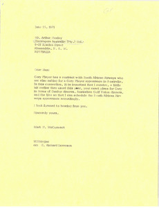 Letter from Mark H. McCormack to Arthur Huxley