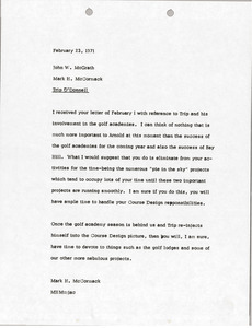 Memorandum from Mark H. McCormack to John W. McGrath